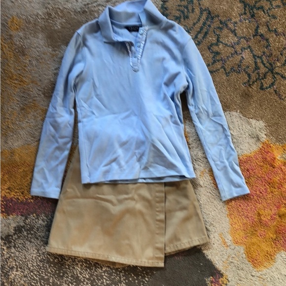 Lot Chaps Approved School Wear 2 Dresses, Blue Shirt, Tan Skirt, 2 Blouses (8) - Picture 5 of 9